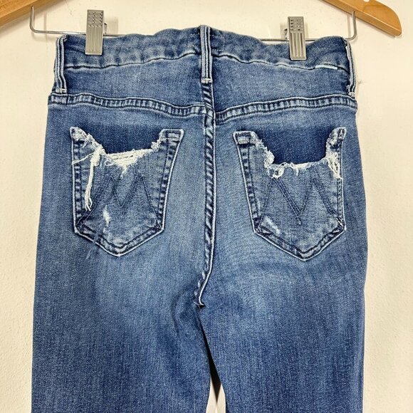 Mother Size 24 High Waisted Looker Ankle Fray Distressed Medium Wash Skinny Jean - Picture 4 of 8
